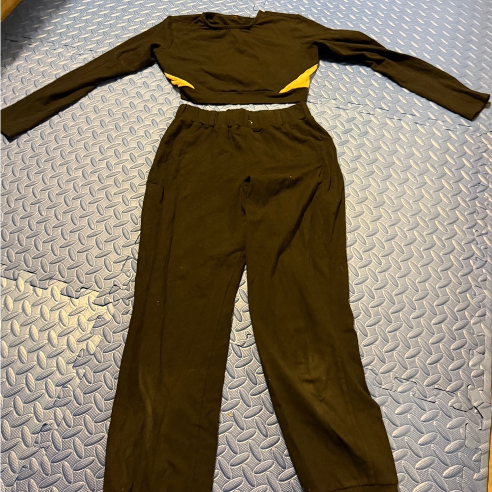 Black and Nude Dance Tops and Pant Set
